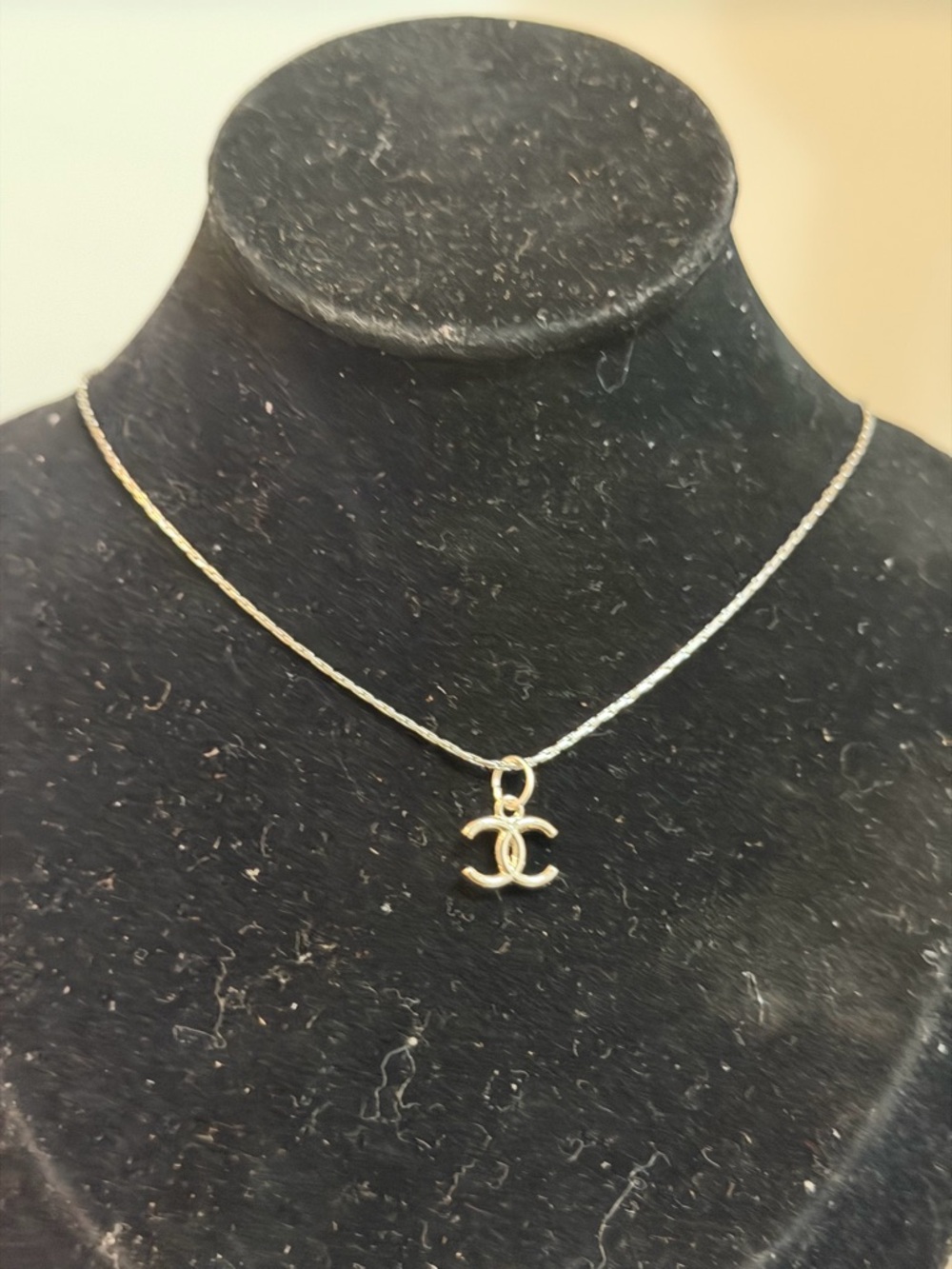 CC silver necklace tiny cc pendant